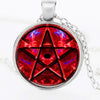 Red Glass Pentagram Witchcraft Pendant Necklace