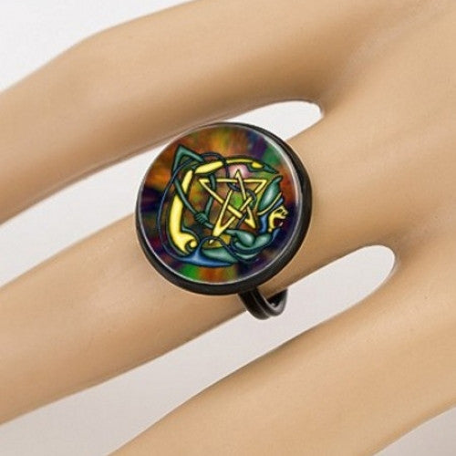 Gothic Glass Witchcraft Adjustable Ring