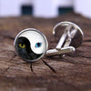 Yin Yang Glass Blue Cat Eye Witchcraft Cufflink